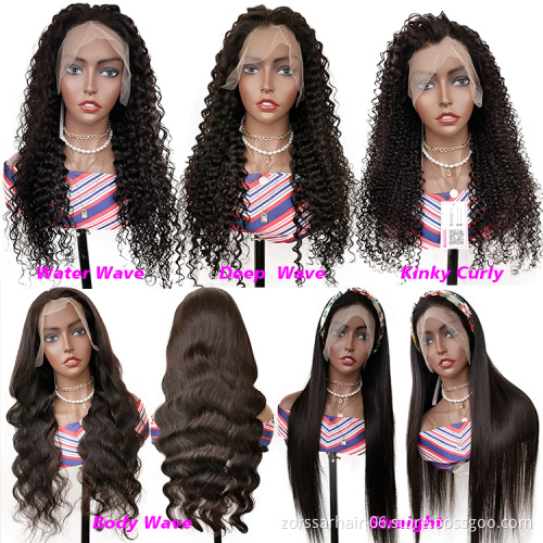 Unprocessed Brazilian Human Hair Full Lace Wig OEM Vendors Water Wave Virgin Cuticle Aligned Full Swiss Lace 100% Human Hair Wig